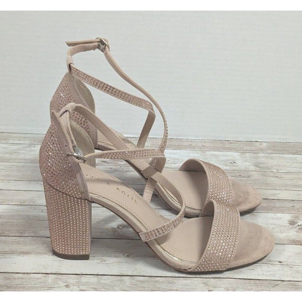 Kelly & Katie Paloona Womens Size 7.5 M Peach Block Heel Strappy Sandal